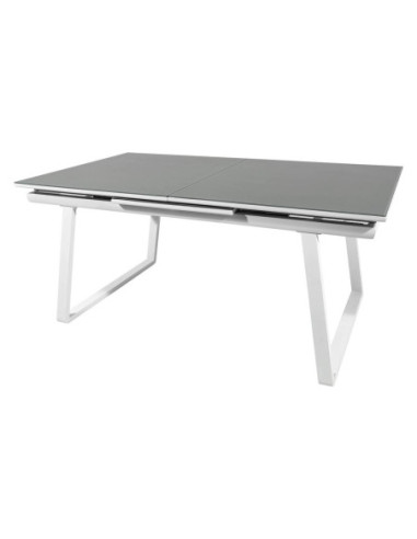 Mesa de comedor exterior aluminio y cristal gris/ extensible 180/240x100x76cm
