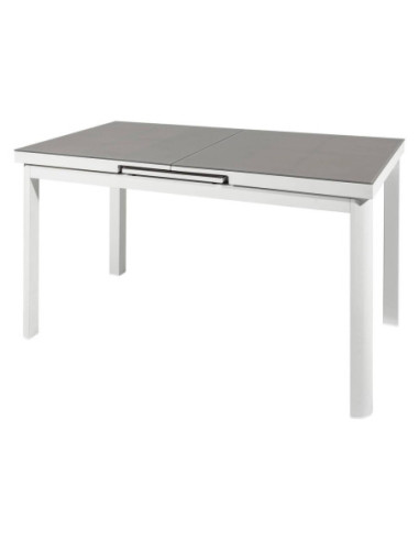 MESA DE COMEDOR RECTANGULAR EXTERIOR ALUMINIO/ CRISTAL TAUPE/ EXTENSIBLE (140/180x75x76cm)
