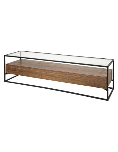 Mueble tv nogal y estructura negro
