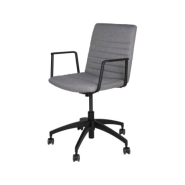 Silla de oficina de aluminio negro y textil gris 60x56x92cm