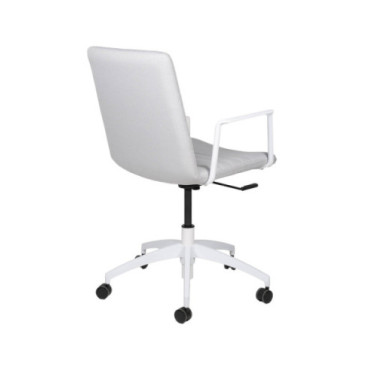 Silla de oficina de aluminio blanco y textil gris claro... 2