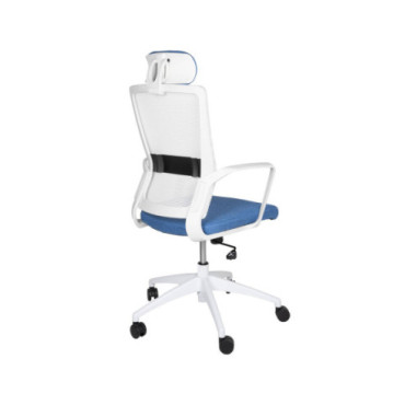 Silla de oficina ergonómica nylon blanco asiento azul... 2