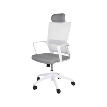 Silla de oficina ergonómica nylon blanco asiento gris...
