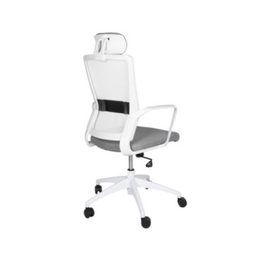 Silla de oficina ergonómica nylon blanco asiento gris... 2