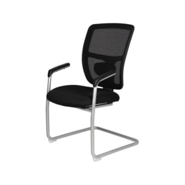 Silla confidente textil negro y aluminio gris 57x63x96cm