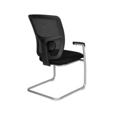 Silla confidente textil negro y aluminio gris 57x63x96cm 2