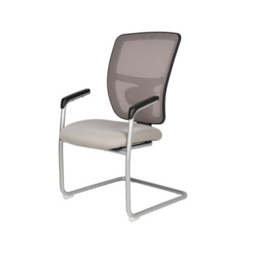 Silla confidente textil gris y aluminio 57x63x96cm