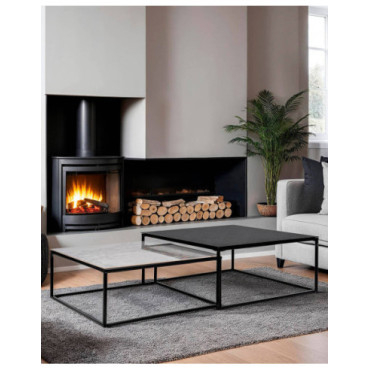 Set de mesas de centro de cristal y cerámica con base de...