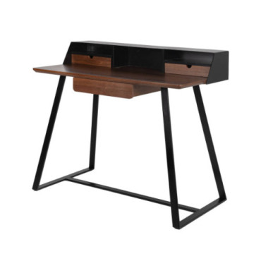 Escritorio de chapa de nogal y hierro negro 101x55x90cm