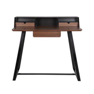 Escritorio de chapa de nogal y hierro negro 101x55x90cm 2