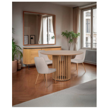 Mesa de comedor alaia de chapa de roble y palillería...