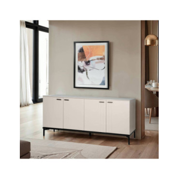 Aparador volta lacado gris claro con patas negras...