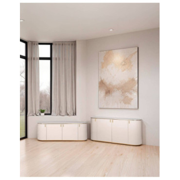 Aparador hera ovalado y lacado gris claro con detalles...