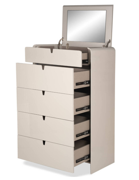 CÓMODA AXIS MODERNA LACADO BRILLANTE GRIS CLARO 70x43x119cm