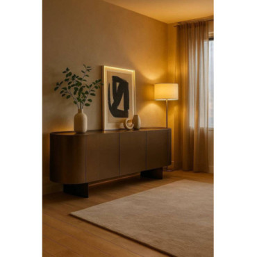 Aparador moderno con cerámica negra y acabado bronce...