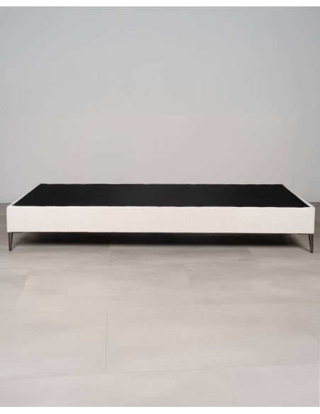 Base de cama Liria tapizada blanca con patas metálicas cromadas 90x200cm