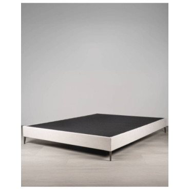 Base de cama doble tapizada blanca 160x200 con patas...
