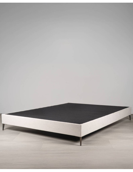 Base de cama doble tapizada blanca 160x200 con patas cromadas