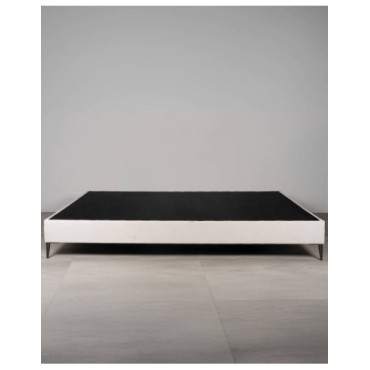 Base de cama doble tapizada blanca 160x200 con patas... 2