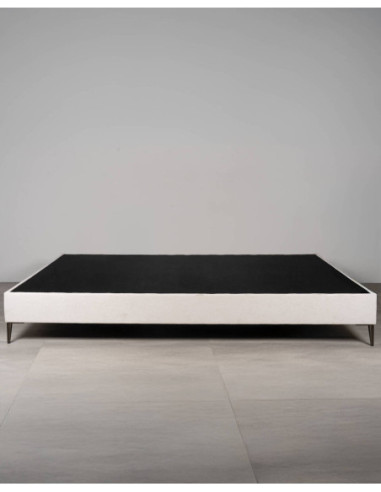 Base de cama doble tapizada blanca...