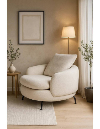 Sillón Lía bouclé gris con patas... Sillón Lía bouclé gris con patas...