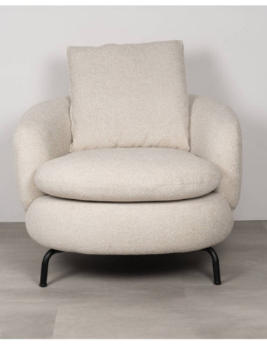 Sillón Lía bouclé gris con patas... Sillón Lía bouclé gris con patas...