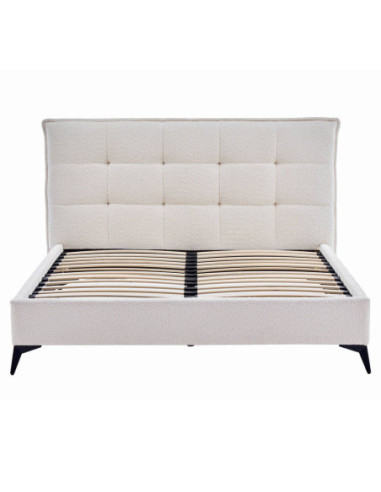 Cama tapizada Soma boucle blanca con...