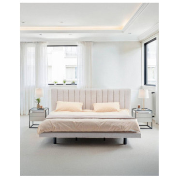 Cama Nara tapizada 180x200 cm con cabecero acolchado en...