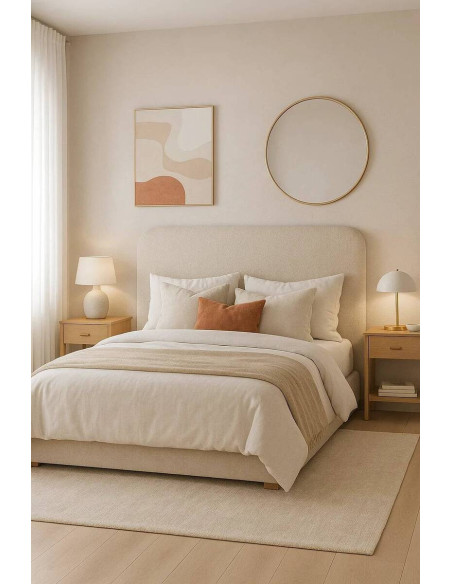 Cabecero Barkly bouclé beige para cama 180 cm