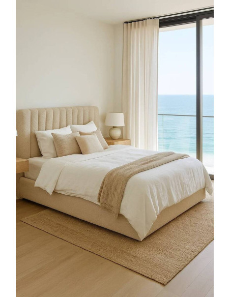 Cabecero tapizado en bouclé beige Nara 160 cm