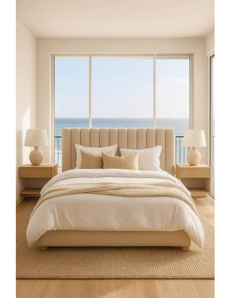 Cabecero tapizado en bouclé beige Nara 190 cm