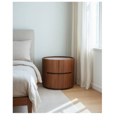 Mesita de noche Avorio en nogal con sobre marfil diseño...