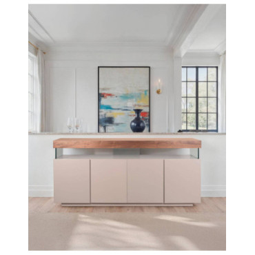 Aparador Leda con tapa flotante de nogal y estructura en...