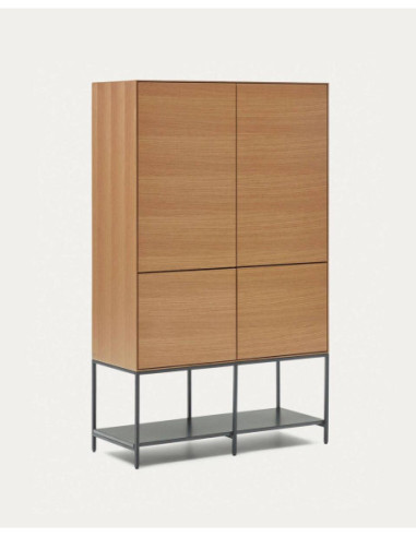 Aparador alto vedrana 4 puertas de chapa de roble y patas de acero negro 97,5x160cm