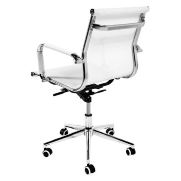 Silla oficina respaldo bajo malla blanca 55x61x96cm 2
