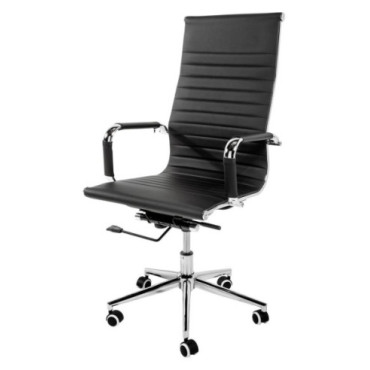 Silla oficina respaldo alto polipiel negro opium 55x60x115cm