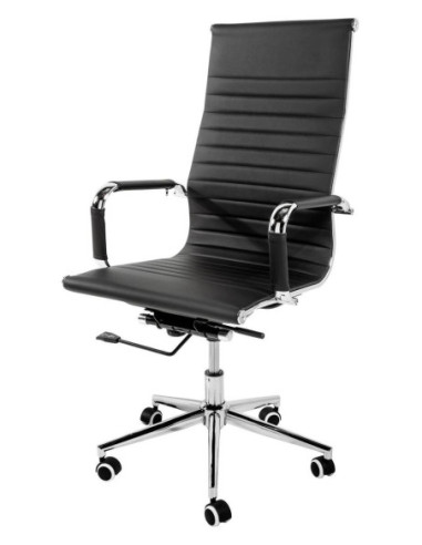 Silla oficina respaldo alto polipiel negro opium 55x60x115cm