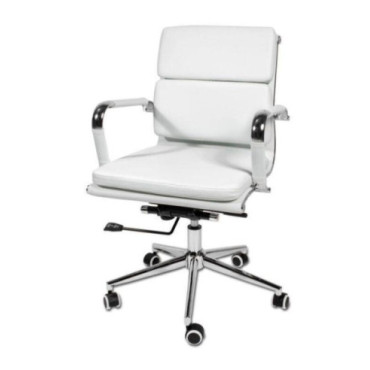 Silla oficina respaldo bajo polipiel color blanco ugal...