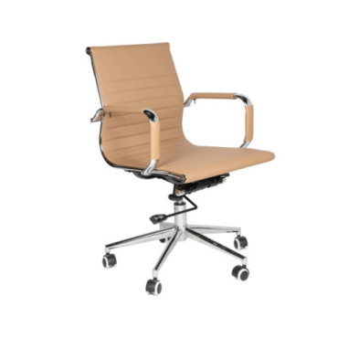 Silla oficina cromo reclinable con reposabrazos polipiel...