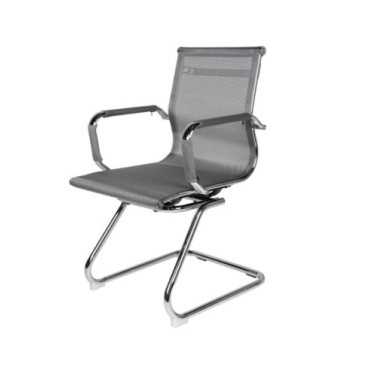 Silla confidente malla gris y cromado 57x63x88cm