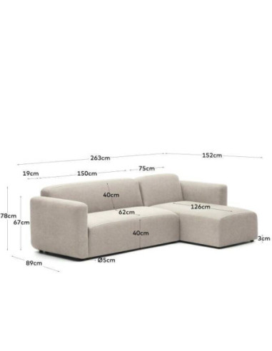 Sofá modular Neom 3 plazas chaise... Sofá modular Neom 3 plazas chaise...