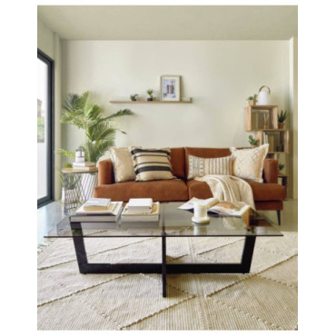 Mesa de centro plam 120 x 70 cm cristal negro