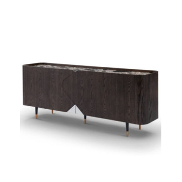 Aparador Orfeo con mármol gris y chapa de fresno oscuro... 2