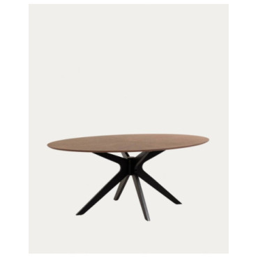 Mesa Naanim de chapa de nogal y patas con acabado negro... 2