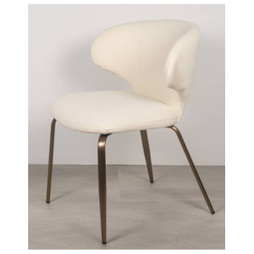 Silla Amelie tapizada en borreguito blanco con patas...