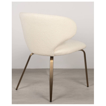 Silla Amelie tapizada en borreguito blanco con patas... 2