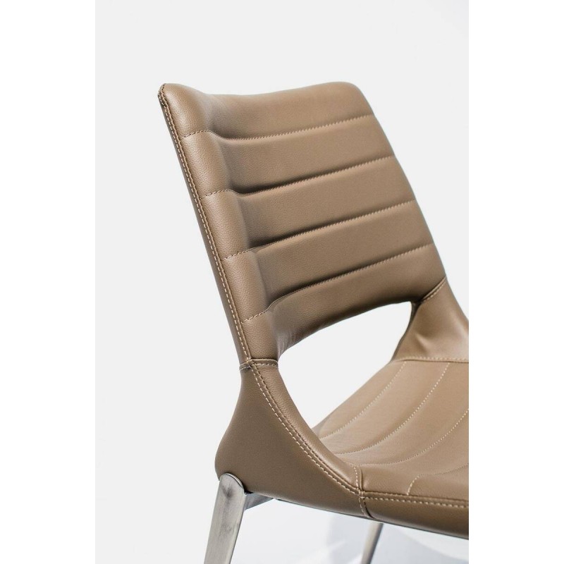 SILLA DE COMEDOR POLIPIEL GRIS PIEDRA - ACERO CEPILLADO (50x58x90cm)