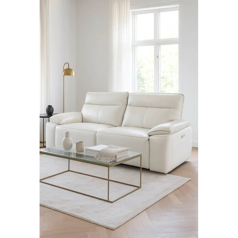 SOFA 3 PLAZAS RELAX ELÉCTRICO PIEL BLANCO
