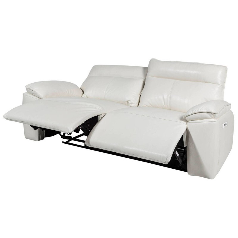 SOFA 3 PLAZAS RELAX ELÉCTRICO PIEL BLANCO