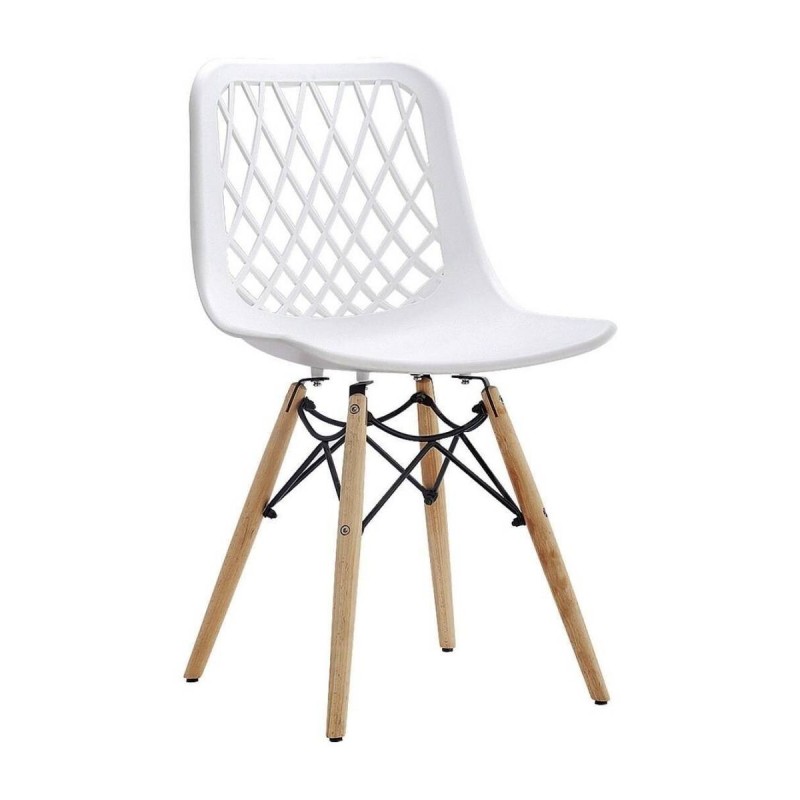 SILLA DE COMEDOR DE POLIETILENO BLANCO Y MADERA DE HAYA (47x50x89cm)